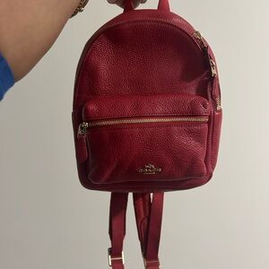 Coach Cherry Red Leather Backpack
